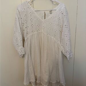 Umgee White Eyelet Tunic Dress